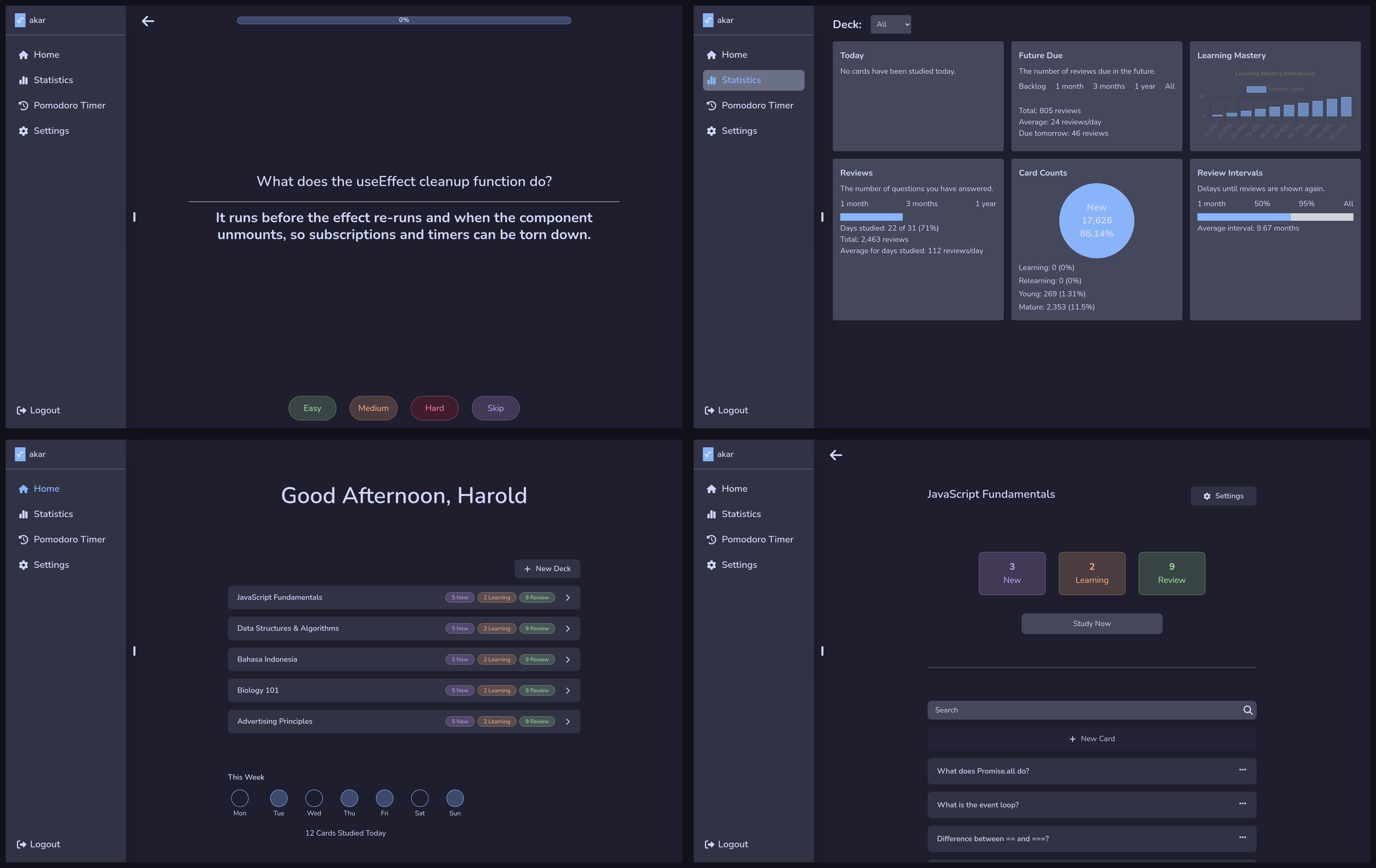 Screenshots of akar