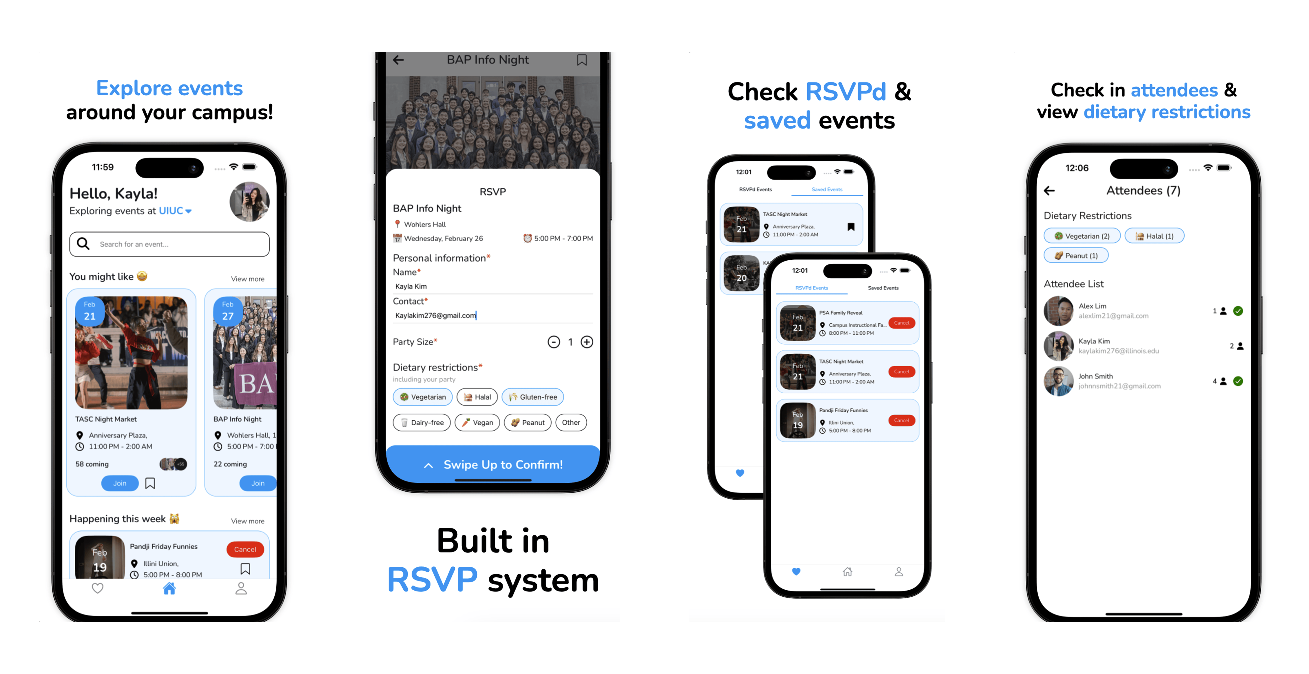 Screenshots of the Explorifyy mobile app